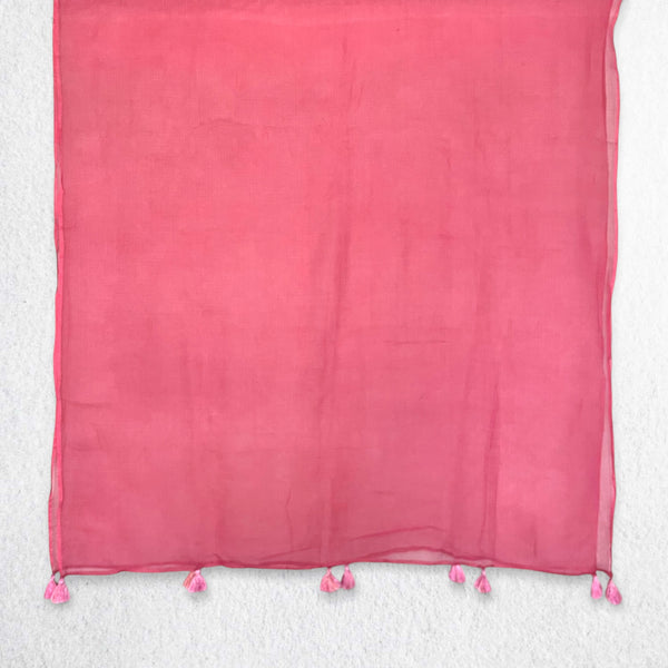 Pink Mul Cotton Kota Doria Dupatta