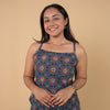 Ajrakh Blue Hand Block Printed Spagetti Top