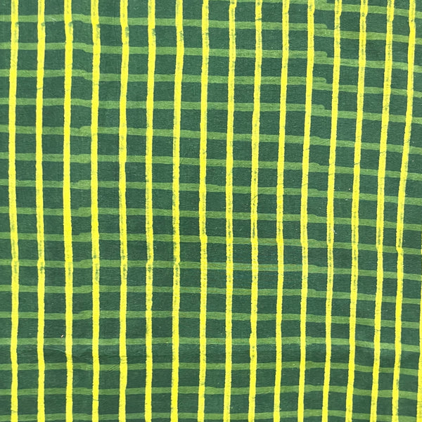 Dabu Green Geometric Hand Block Printed Fabric