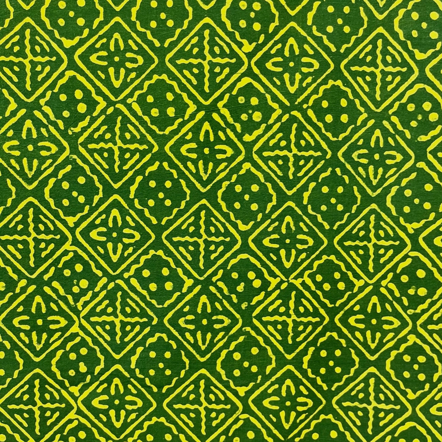Dabu Green Floral Hand Block Printed Fabric