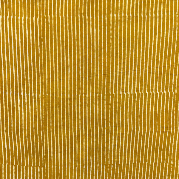 Dabu Yellow Stripes Hand Block Printed Fabric