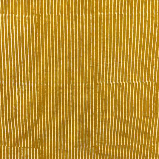 Dabu Yellow Stripes Hand Block Printed Fabric