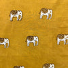 Dabu Yellow Elephant Motif Hand Block Printed Fabric