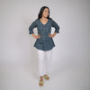 Turquoise Dabu Geometric Hand Block Printed Tunic