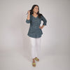 Turquoise Dabu Geometric Hand Block Printed Tunic