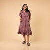 Ajrakh Brown Geometric Hand Block Printed Dress
