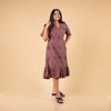 Ajrakh Brown Geometric Hand Block Printed Dress