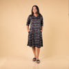 Ajrakh Black Modal Silk Hand Block Printed Dress