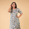 Ajrakh Cream Modal Silk Hand Block Printed Dress