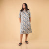 Ajrakh Cream Modal Silk Hand Block Printed Dress