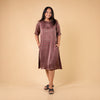 Ajrakh Brown Modal Silk Hand Block Printed Dress