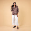 Ajrakh Brown Floral Modal Silk Shirt