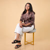 Ajrakh Brown Floral Modal Silk Shirt