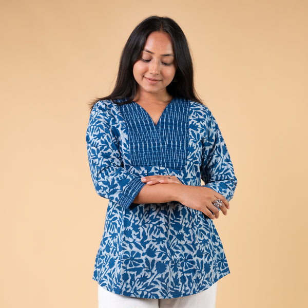 Dabu Blue Hand Block Printed Tunic