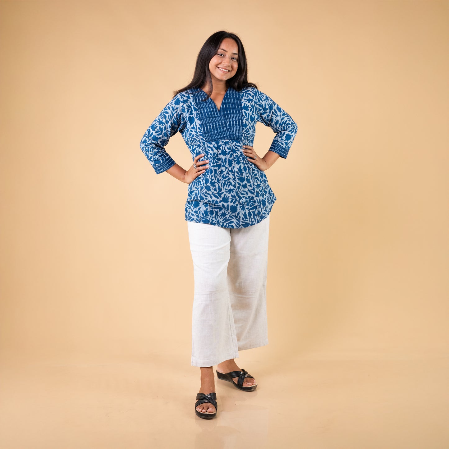 Dabu Blue Hand Block Printed Tunic