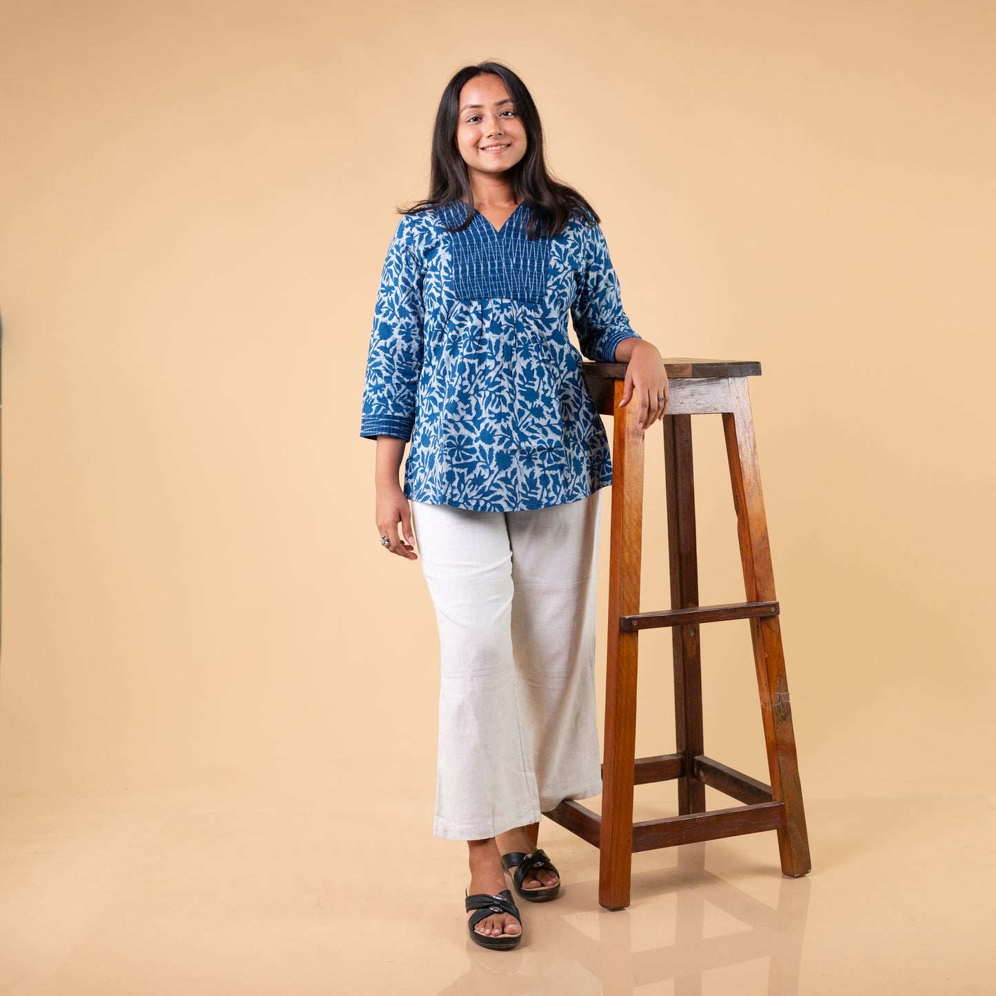 Dabu Blue Hand Block Printed Tunic