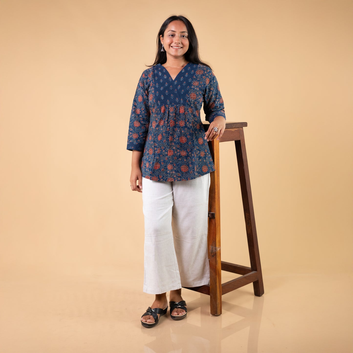 Ajrakh Blue Hand Block Printed Tunic