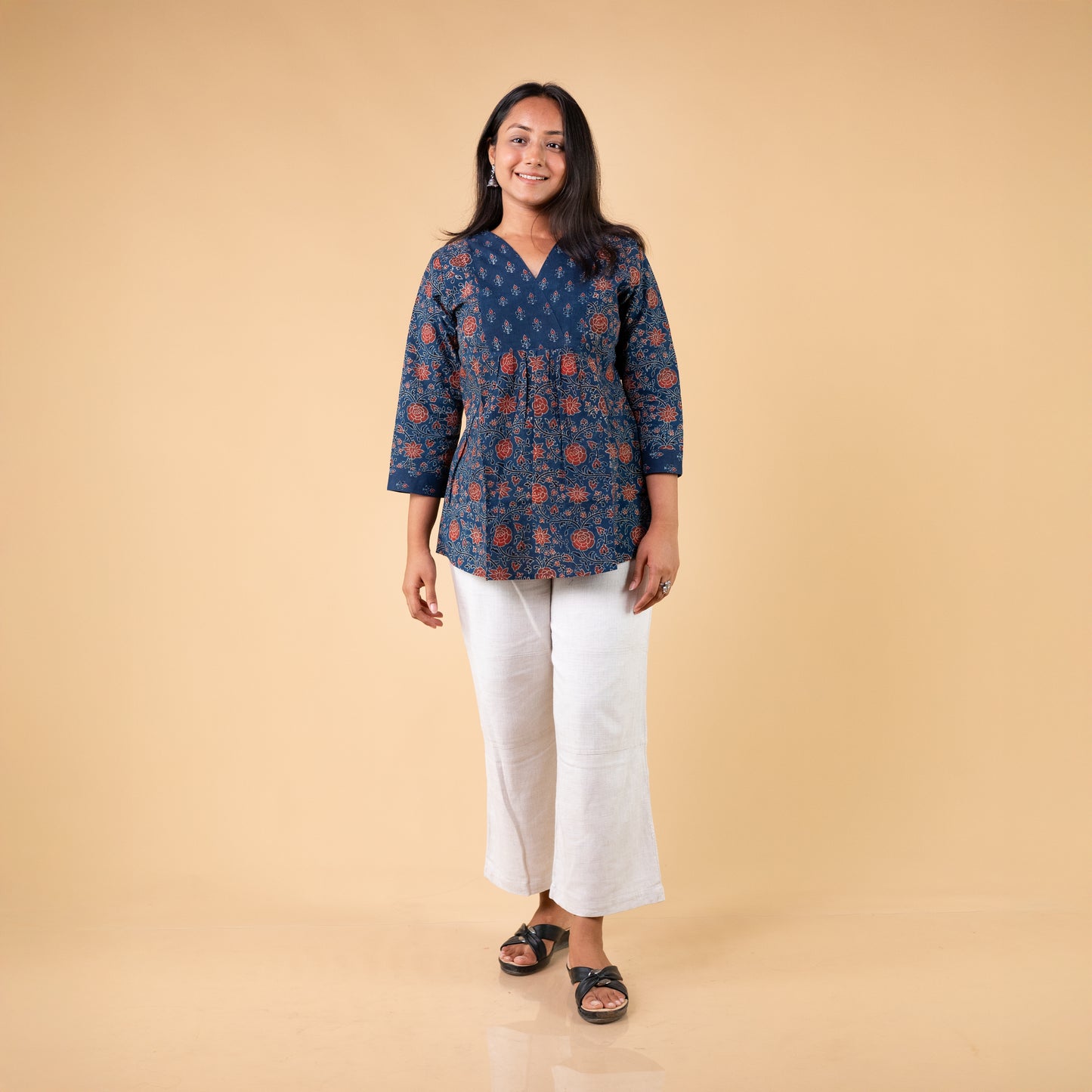 Ajrakh Blue Hand Block Printed Tunic
