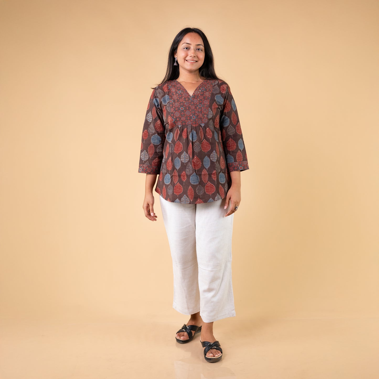 Ajrakh Brown Hand Block Printed Tunic
